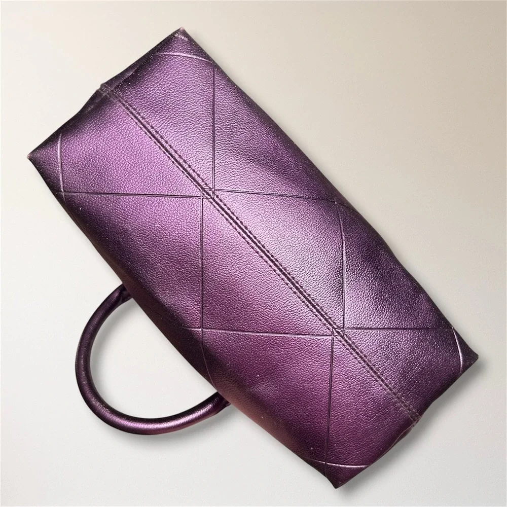 Victoria's Secret Y2K Metallic Purple Quilted Satchel Handbag McBling Retro‎ Bag